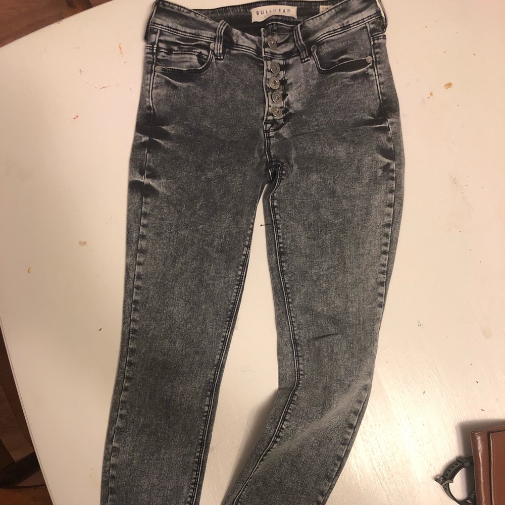 Bullhead high rise skinniest acid wash jeans